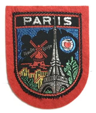 Moulin Rouge Cabaret House Paris France Eiffel Tower Souvenir Woven Patch Badge 2