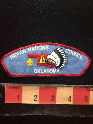 Vtg (circa 1980s) Indian Nations Council Oklahoma Bsa Boy Scout Flap Patch C77s
