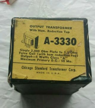 Nos Stancor A - 3330 Output Transformer 2000 - 3.  5ohm With Him Tap.  Class A,  5 Watts.