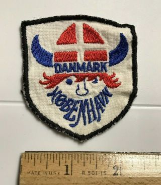 Kobenhaven Danmark Copenhagen Denmark Viking Head Helmet Embroidered Patch Badge