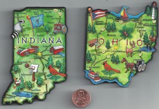 Indiana And Ohio Jumbo Artwood State Map Magnet Set Of 2