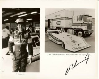 1982 Al Unser Jr Signed Indianapolis 500 Can - Am B&w Press Kit Photo Ams Oil Race