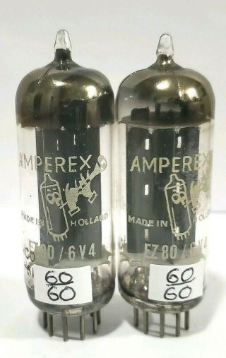 2 Matching Amperex 6v4 / Ez80 Bugle Boy Vacuum Tubes On Tv - 7