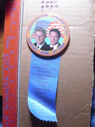 Bill Clinton Vintage Vtg 1997 53rd Presidential Inauguration Pin Button Ribbon