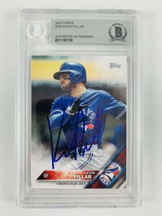 Blue Jays Kevin Pillar Signed 2016 Topps 182 Card Authentic Bas Slabbed