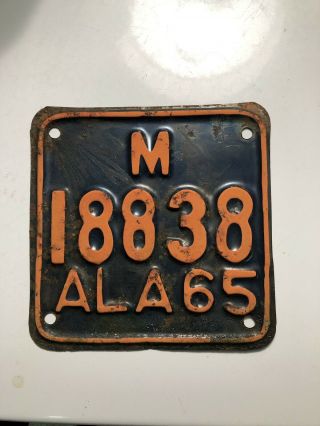 1965 Alabama Motorcycle License Plate (paint)