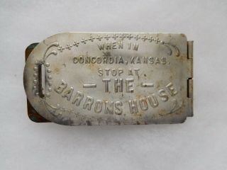 C1910 Vintage Luggage Tag From The Barrons House Concordia Severance Kansas Ks