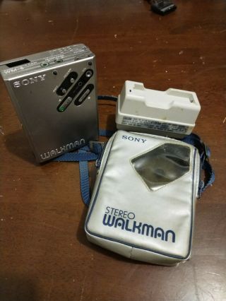 Vintage Sony Walkman Wm - 5 In W/ Clipstrap And Battery Charger