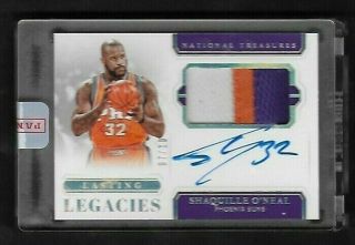 18 19 National Treasures Lasting Legacies Patch Auto /10 Shaquille O 