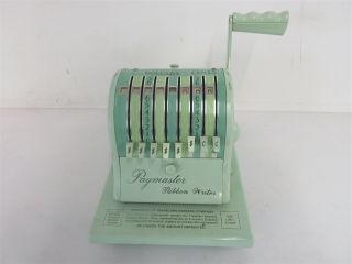 Vintage Paymaster Corp Ribbon Writer Check Writing Machine Green Series 8000
