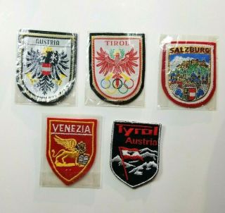 5 Austria Souvenir Patch Badge Salzburg Tirol Venezia Vintage Ski Patches