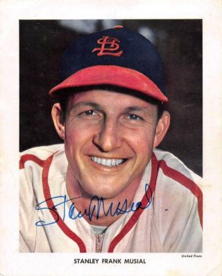 Stan Musial Signed 5.  5x7 Photo Debut 1941 Died 2013 St Louis Cardinals Hof