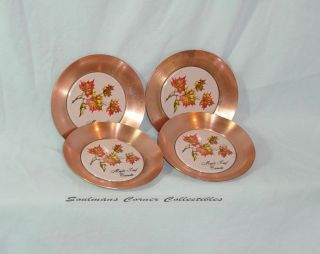 Set Of 4 Fantasy Copperware Coasters Canada Maple Leaf Design