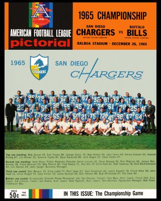 1965 Afl Championship Game Poster - Game Program (chargers Vs Bills) 8x10 Photo