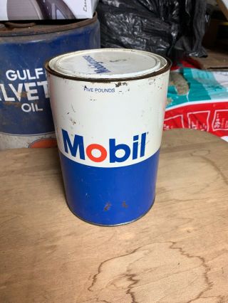 Vintage Nos Mobilgrease 5 Pound Grease Can Mobil Gas Oil Full Nr