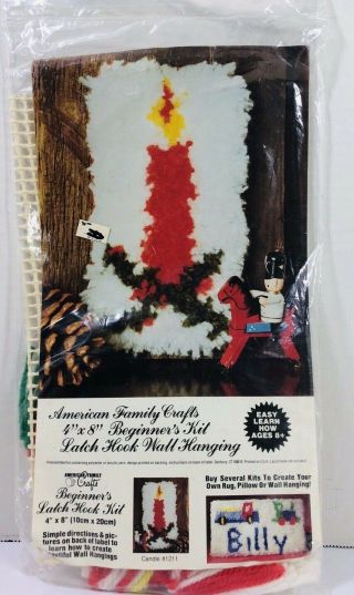 Vtg Latch Hook Kit American Family Crafts Candle 1211 Rug Wall Hanging Beginners