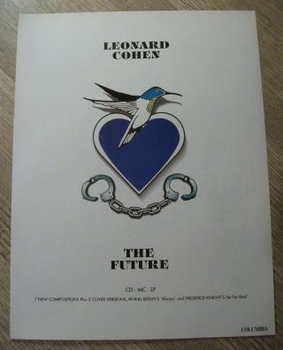 Leonard Cohen - The Future - 1992 - Vintage Music Advert Poster - 30 X 22 Cm