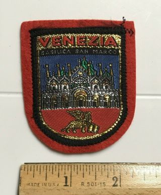 Venezia Venice Italy Basilica San Marco Souvenir Red Felt Woven Patch Badge