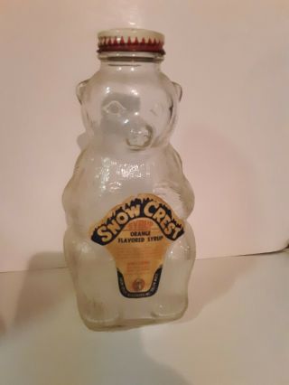Vintage Label Snow Crest Orange Flavored Syrup Bear Bottle