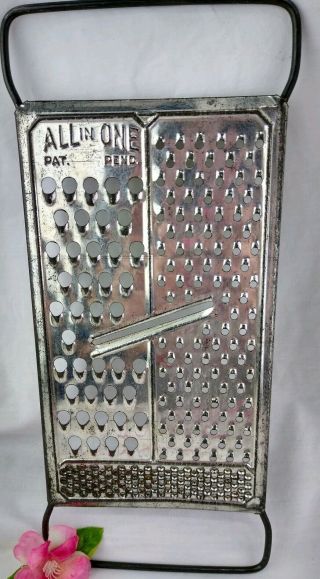 Vtg All - In - One Cheese Grater Slicer Stainless Steel Made In Usa