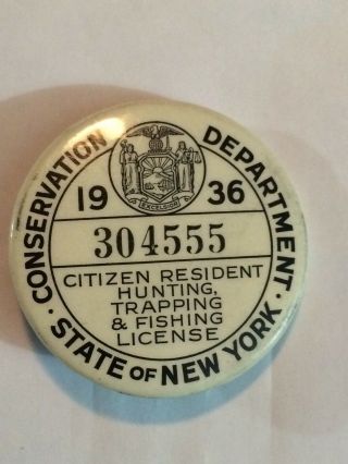 1936 York Conservation Department Citizen Resident Hunting & Fishing License