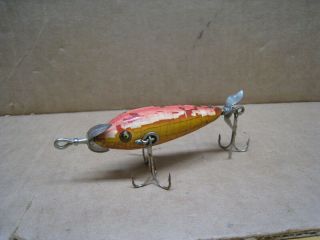 Vintage 3 Hook Heddon Dowagiac Fishing Lure W/ Glass Eye 
