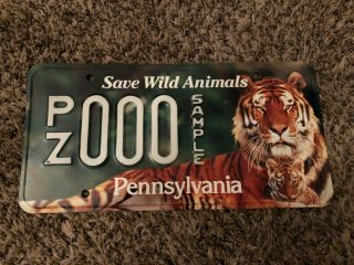 Pennsylvania Save Wild Animals Sample License Plate - Tiger Plate