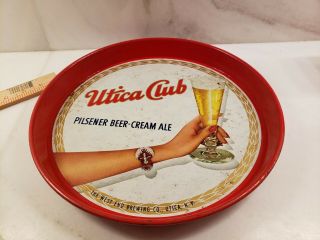 Vtg Utica Club Pilsener Beer Cream Ale Metal Beer Tray West End Brewing Man Cave
