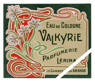 Vintage French Perfume Label: Art Nouveau - Valkyrie Lerina (1910) Grasse