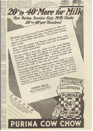 Vintage,  1925 - Purina Cow Chow Feed Advertisement