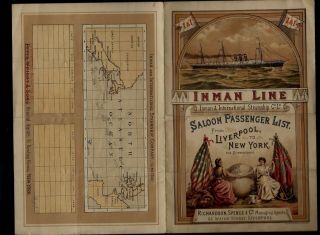 1892 Inman Line - City Of Berlin - Passenger List Liverpool To York