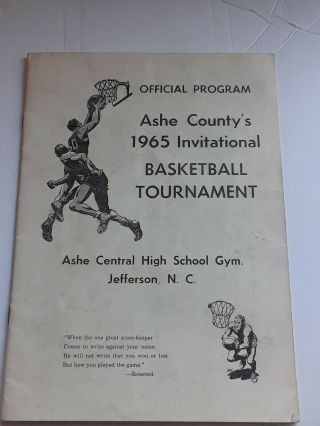 Ashe County,  Nc 1965 Invitational Basketball Tournament Brochure