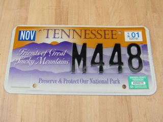 2001 Tennessee National Parks Great Smoky Mountains Specialty License Plate