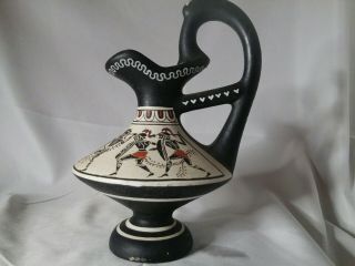 Vintage Greek Terra - Cotta Vase Hand Painted 6 Warriors By D.  Vassilopoulos