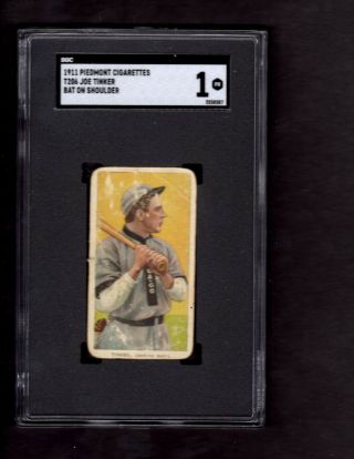 T206 1909 - 1911 Joe Tinker Bat On Shoulder Piedmont Sgc 1 Hof