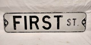 Vintage Retired First St.  Road Street Sign Cabin Lodge Shop Home Decor Auto Old