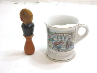 Vintage Shaving Mug With The Skating Pond Scene By Knobler Japan With Brush
