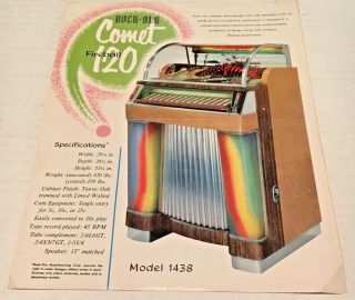 Vintage Rock - Ola Comet Fireball 120 Salesman Double Sided Adv Sheet C 1950s