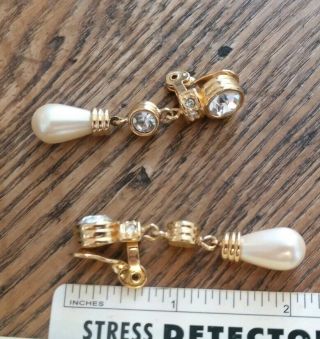 Estate Vintage Faux Pearl Drop Clip - On Earrings