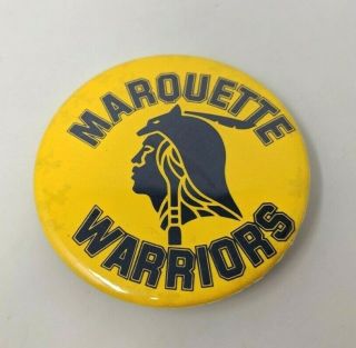 Marquette Warriors Pinback Button Yellow Blue 1 5/8 " Ncaa College Basketball