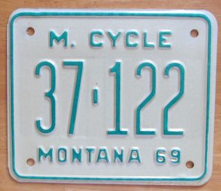 Montana 1969 Daniels County Motorcycle License Plate Quality 37 - 122