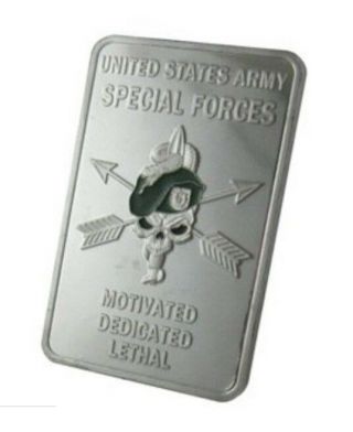 U.  S.  United States Army | Special Forces | Military 1 Oz Silver Plated Bar