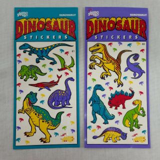 Vintage Mello Smello Dinosaur Stickers 80s 90s Colorful Boys T - Rex Teal Purple