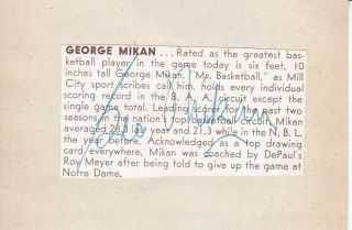 Hofer George Mikan Autograph Signed Vintage Cut Album Page D05