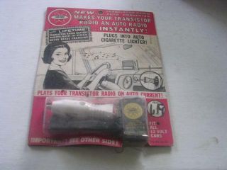 1963 Fedtro Play Your Transistor Radio On Auto Current N O S Plugs In Lighter