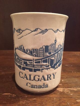 Vintage Calgary Alberta Canada Souvenir Coffee Mug Tea Cup Ab Saddledome Winter