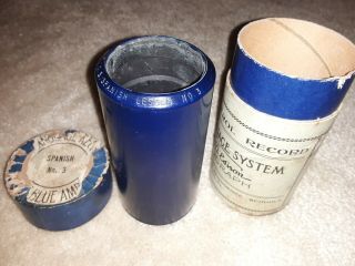 Rare Vintage Edison Cylinder Record " I.  C.  S.  Language System Spanish Lesson No.  3 "