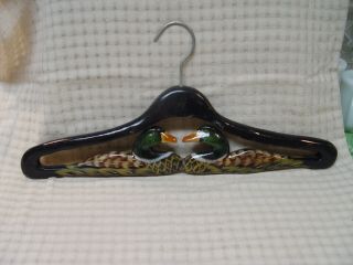Vintage Carved Wooden Duck Decoys With Eyes Hand Painted Clothes Hanger