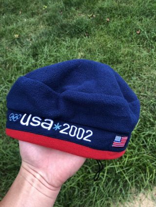 2002 Olympics Us Olympic Team Beret Hat Roots Official Outfitter Cap Blue