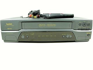 Symphonic Sl2920 4 Head Vcr Tape Player Recorder Digital Tracking With Remote